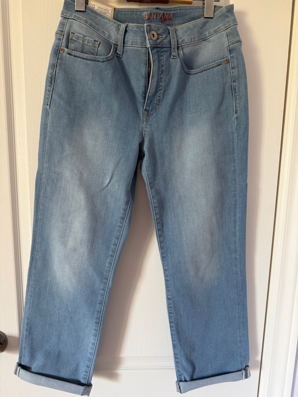 Santana Jeans Size 8 Light Wash Straight Leg Mid Rise Stretch Denim